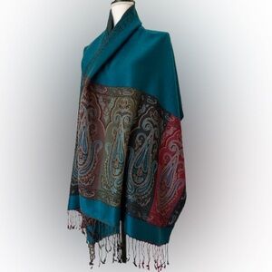 Stein Mart Women’s Oversized Floral Scarf/Shawl with Classic Tassel, Sz 27x73
